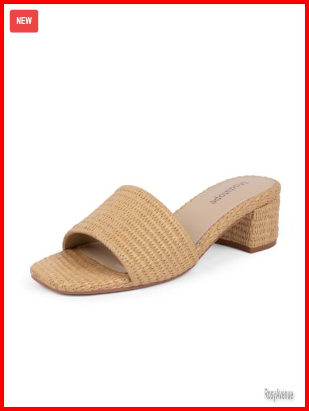 Braided Sandals Women Chunky Heel Square Toe Open Toe Heeled Mules Slip On